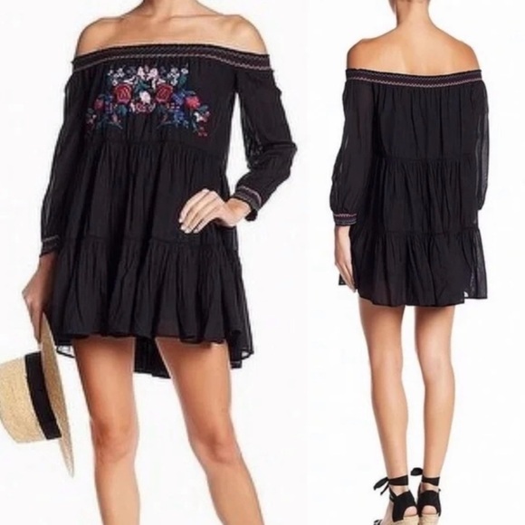 EUC Free People Sunbeams Mini Boho Dress in Black Size Small - Picture 4 of 16